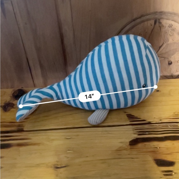 Just Born Sparkle Knit Plush Toy Whale Striped Blue Fish stuffed animal fish sea - Picture 3 of 7